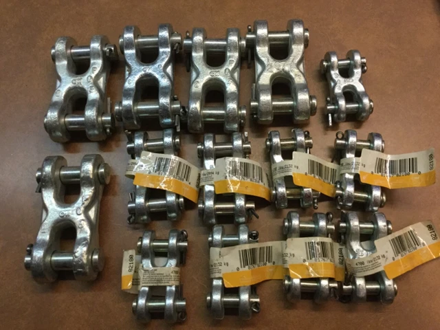 Mixed Lot Of 14 Campbell Chain Zinc-Plated Forged Steel Double Repair Clevis