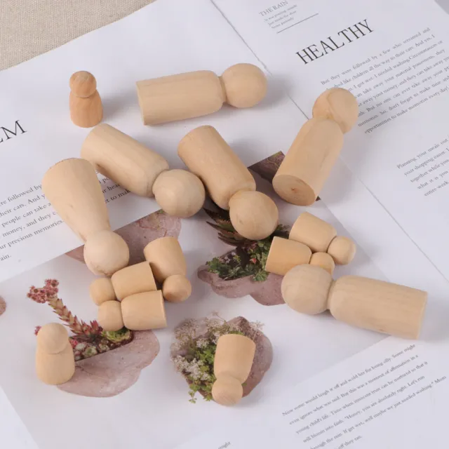 60 Pcs Action Figure Toys Wooden Peg People Doll Human Body