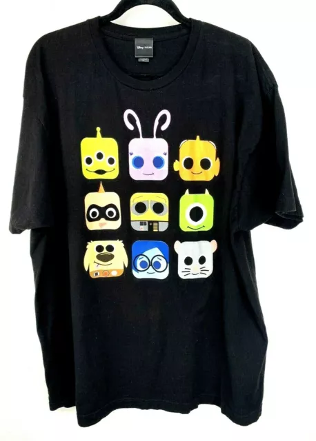 Disney Pixar Icons T Shirt Black Square Characters Tee Size Xxl 2xl 20
