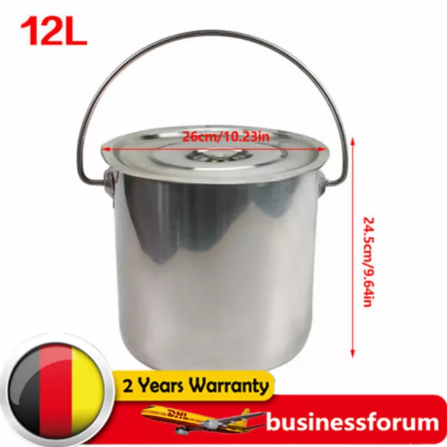 Cubo de acero inoxidable cubo de acero inoxidable 12L cubo industrial cubo de cocina cubo de jardín tapa