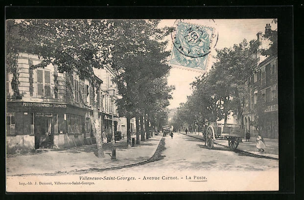 CPA Villeneuve-Saint-Georges, Avenue Carnot, La Poste 1904