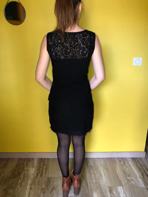 jolie robe ajourée patch chat + sous robe noire LOUISE DELLA taille 38 fr (M) 3