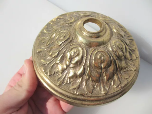 Vintage Brass Ceiling Light Hook Bracket Plate Chandelier Rose Old Rococo Leaf