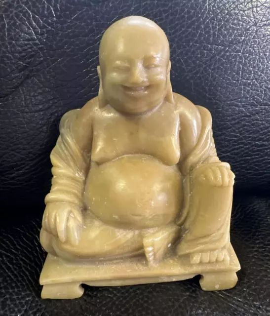 ESTATE ANTIQUE CHINESE Carved Soapstone Sitting Buddha Statue $49.99 ...