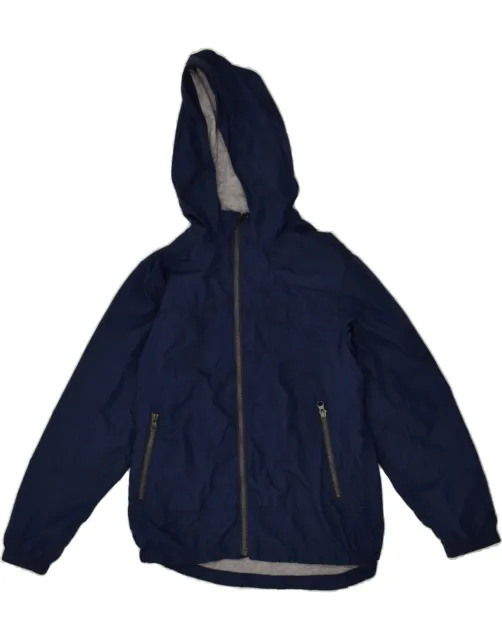 GAP Boys Hooded Rain Jacket 10-11 Years Large Navy Blue Polyester AD06