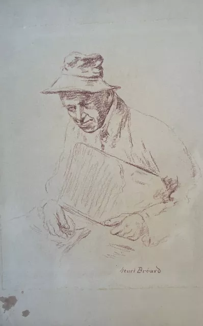 “Retrato De Hombre Con Sombrero “Boceto A Sanguina Firmado￼