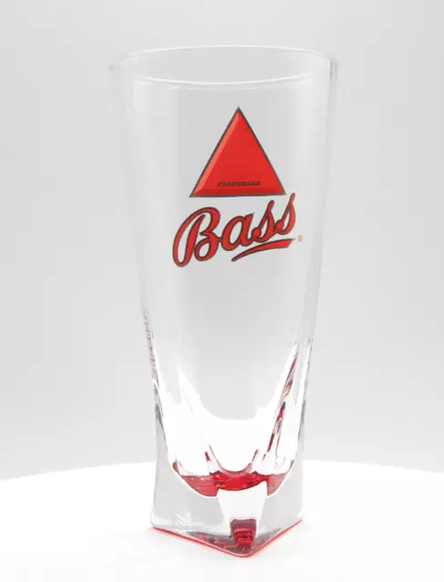 Bass Ale Beer Glass Red Triangular Base Bar Glass Vintage Pre-Owned