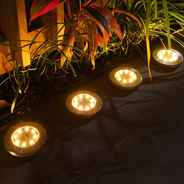 8/10/12LED Solar Power Ground Lights Floor Decking Outdoor Garden Lawn Path Lamp 3