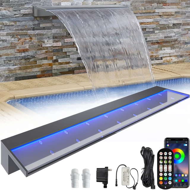 36& POOL FOUNTAIN APP Control Acrylic Pool Spillway Waterfall Colors