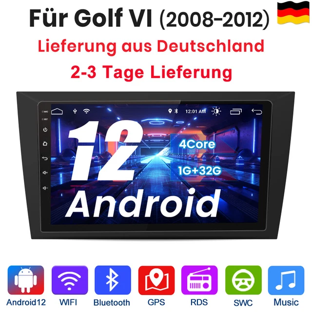 PER GOLF VI 2008-2012 9"Android 12 Stereo Autoradio GPS Navi BT WIFI DAB+1+32G
