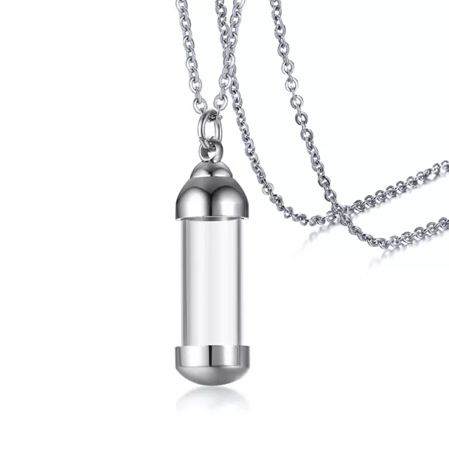 Hot Stainless Steel Screw Cap Tube Glass Bottle Urn Vial Charms Pendant Necklace