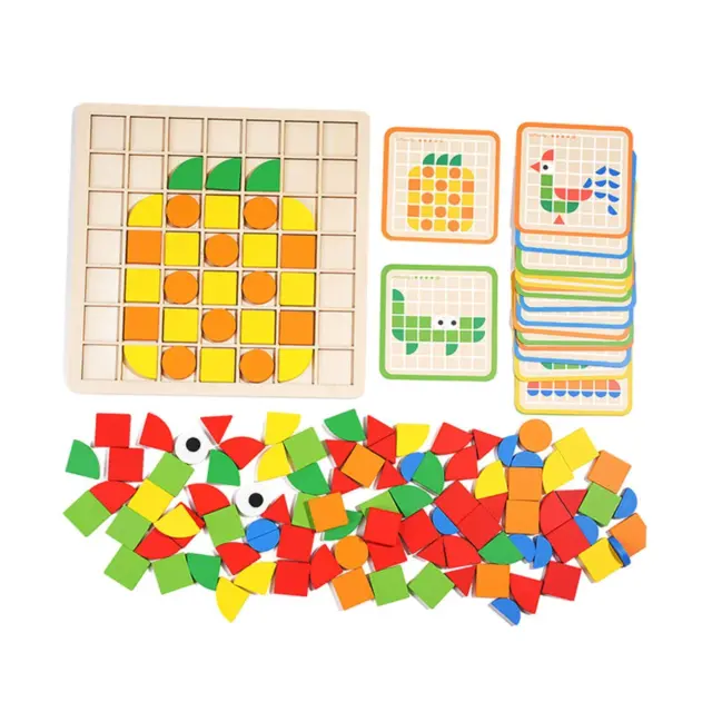 Wooden Tangram Puzzle Geometric Shape Jigsaw Puzzle for Kids Preschool Girls