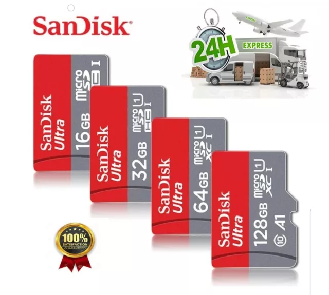 MICRO SD 16 32 64 128 GB 100MB/s SANDISK SCHEDA MEMORIA CLASSE 10