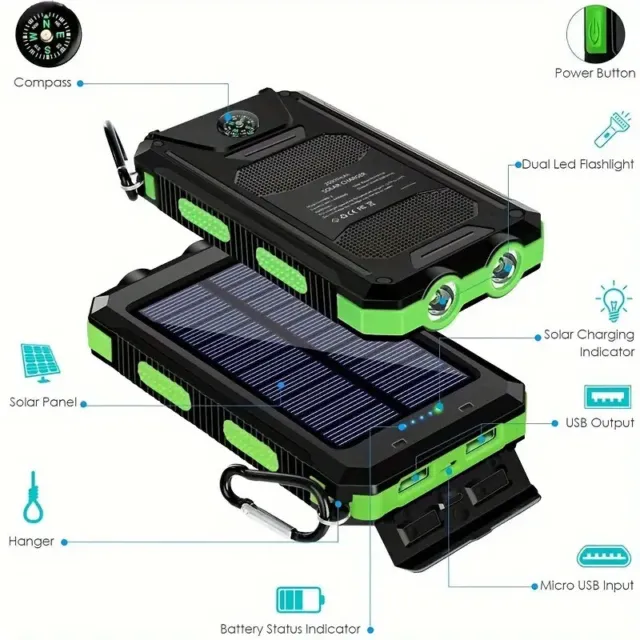 10000mAh Solar Power Bank  4 USB External Battery Charger For Phone
