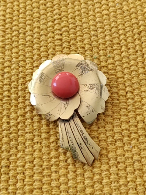 Broche Vintage Monogramme 'Men' - Métal Doré - Ancienne - Occasion