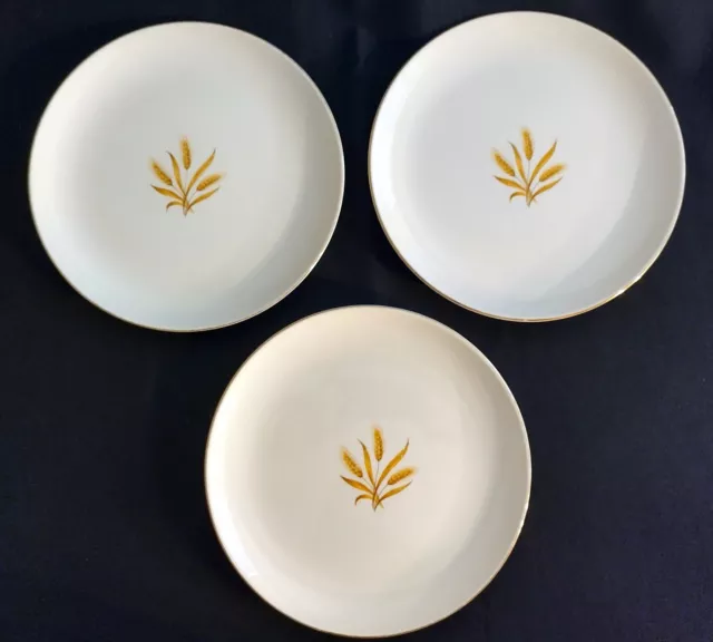 Three (3) Vintage Taylor Smith Taylor Golden Wheat Salad Plates