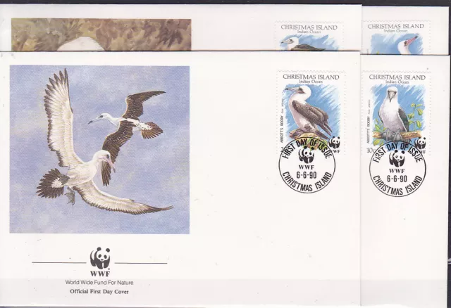 v1840 Christmas Inseln / WWF 1990-Vögel  MiNr 303/06 auf 4 FDC