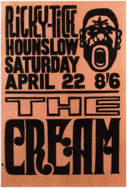 CREAM / ERIC CLAPTON Concert Poster - Ricky-Tick Club Hounslow 1967 - Reprint