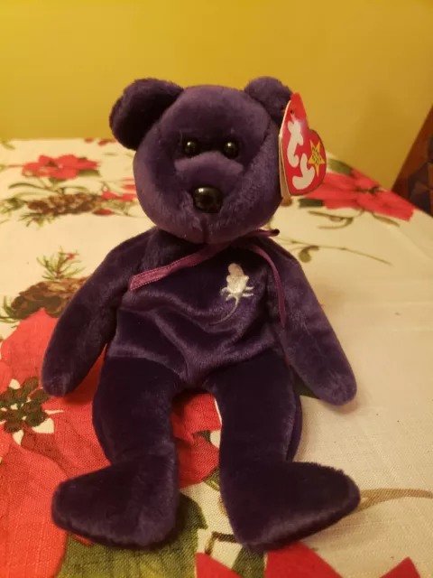 Ty Beanie Baby Princess (Diana) Bear 1st EDITION! 1997 Polyester and PE Pellets