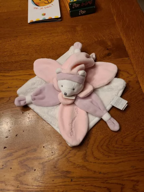 Doudou et Compagnie plat Ours Bonnet Rose Blanc Mon Doudou Collector ÉTAT COM9