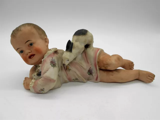 Grande Figurine En Biscuit Petit Garçon Bébé Au Lapin En Porcelaine Allemande ?