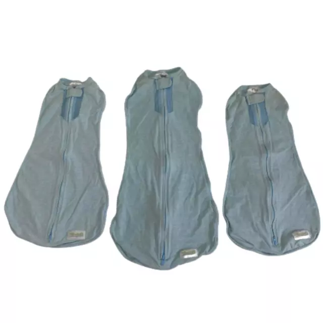 Woombie Air Nursery Swaddling Blanket for Babies Blue Vented lot of 3