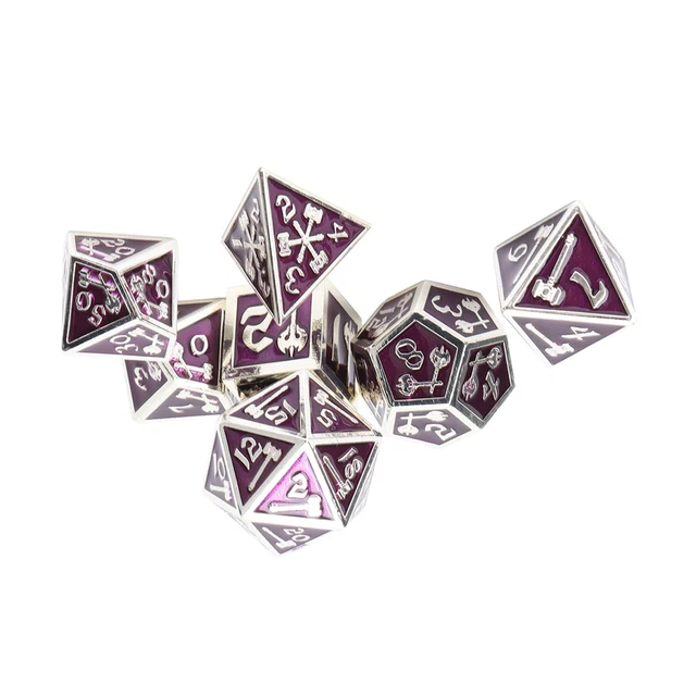 New 7pcs Metal Dices Clear Numbers Different Polyhedral Shapes Dice Set For Boar