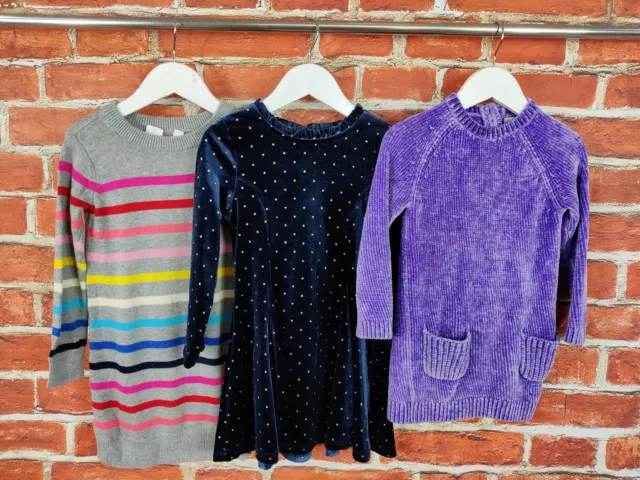 Girls Bundle Age 4-5 Years Next Gap M&S Long Sleeve Dress Knit Velour Kids 110Cm