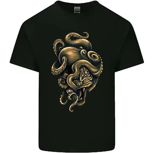 T-shirt bambini Octiger Octopus Kraken Cthulhu Tiger bambini