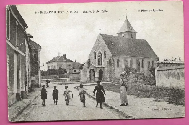 91 - BALLAINVILLIERS - Mairie, Ecole, Eglise