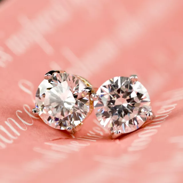 18ct yellow gold filled GF round simulated diamond stud earrings classic simple