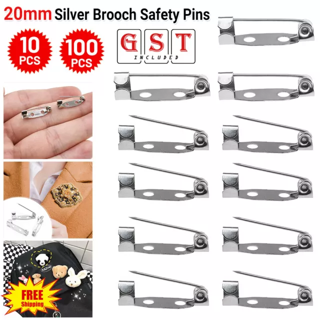 10~100pcs Safety Brooch Catch Bar Locking Pins Back Base Jewelry Findings DIY AU