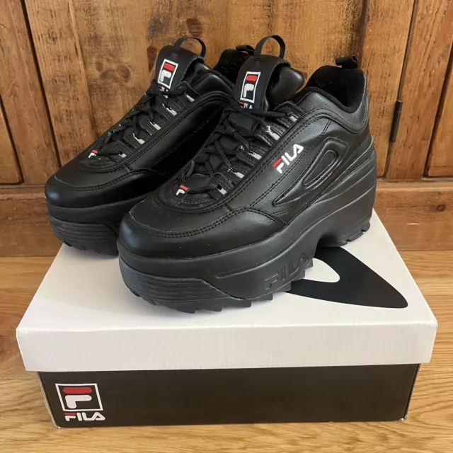 FILA PLATFORM DISRUPTOR 2 Black Chunky Wedge Trainers Size 5UK 38.5EU 64.99 PicClick UK