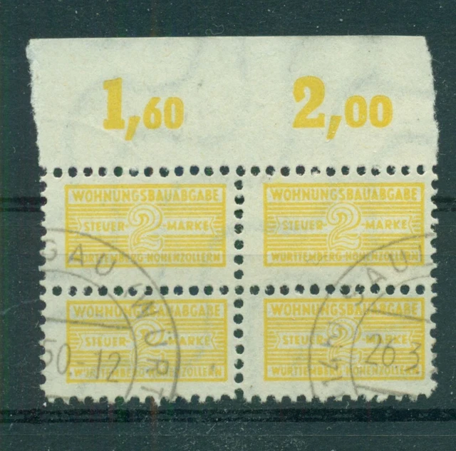 Wohnungsbau-marke 3a OR 4er-block, Stempel 1950  (0d)