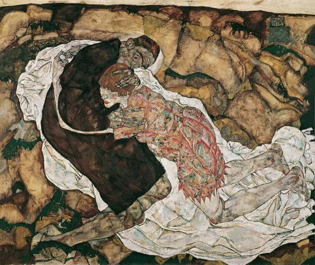Tod und Mädchen 1915 Expressionismus Mönch Umarmung Egon Schiele Kunst A3 130