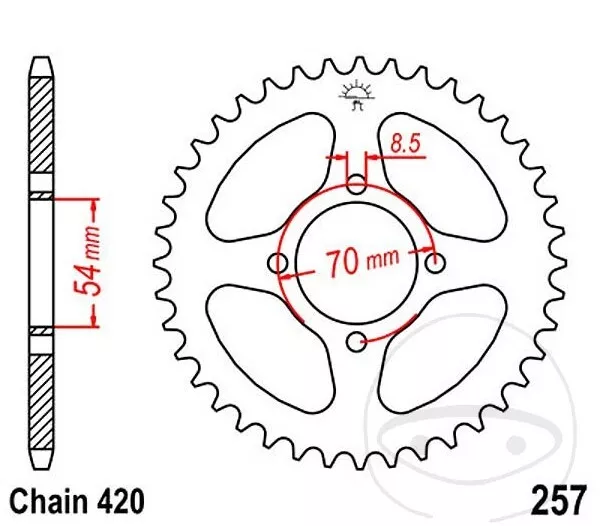 Kettenrad  für Skyteam Skymini Skymax Euro 4  10 Zoll  32 Zähne Sprocket SCHWARZ