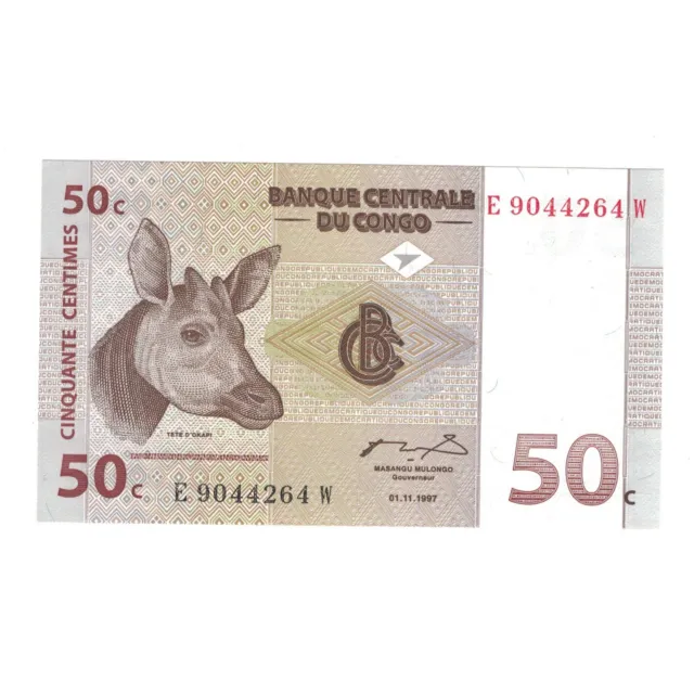 [#144099] Banknote, Congo Democratic Republic, 50 Centimes, 1997, 1997-11-01, KM