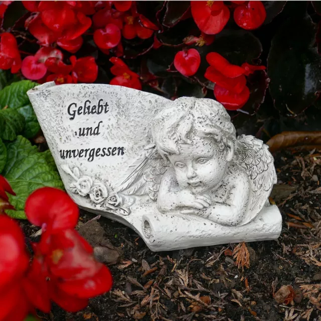Grabschmuck Trauerschmuck Grabgestaltung Gedenkstein  "Engel mit Schriftrolle"