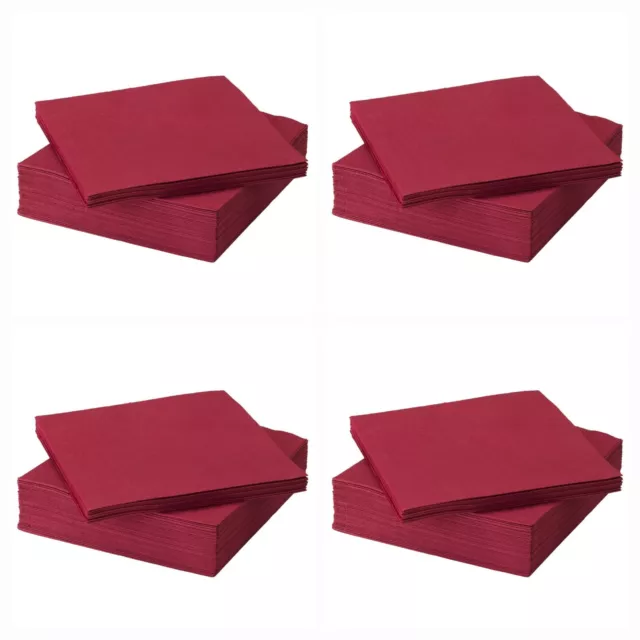 Fantastisk Paper Napkins 3 Ply Tissue Plain Red Colour Party 50 Pack IKea 40x40