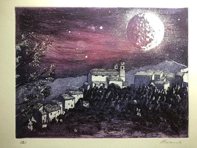 Aquaforte Lucio Trovamala Artena signed 49.5x35.0 cm 1977 Aquaforte Lucio Trovamala Artena signed 49.5x35.0 cm 1977
