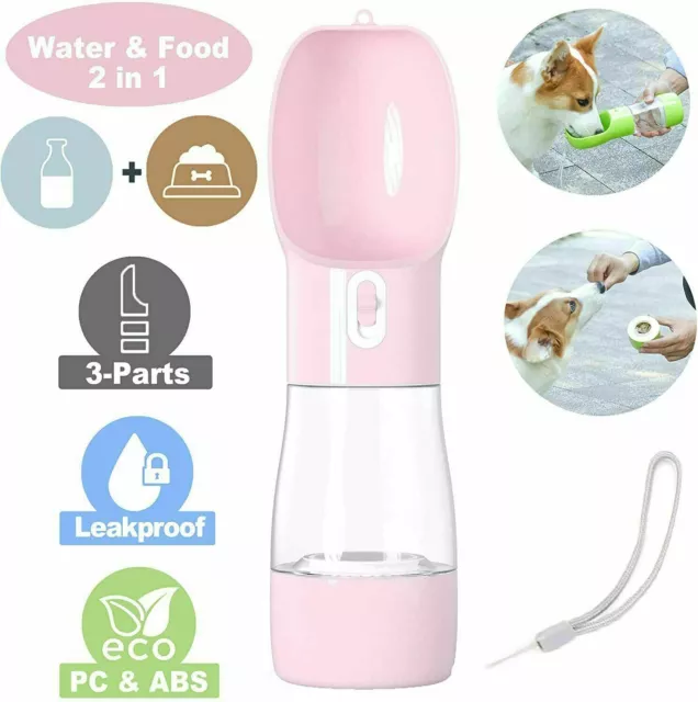 2 in1 Puppy Dog Cat Pet Water Bottle Cup Drinking Travel Outdoor Portable Feeder