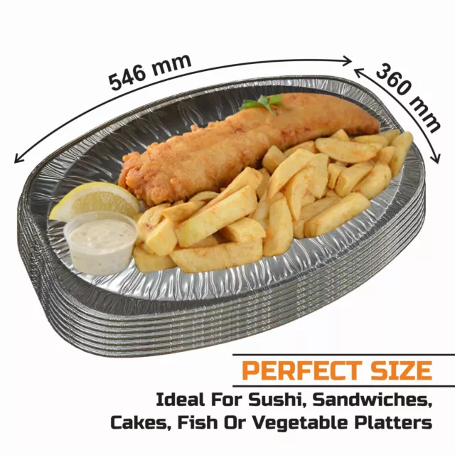 14" 17" 22" Aluminium Foil Serving Platters Disposable Oval Catering Food Tray
