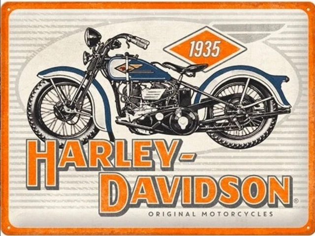 Harley Davidson 1935 Goffrato Segno Del Metallo 400mm x 300mm (23266)