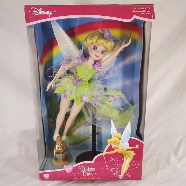 DISNEY TINKERBELL PORCELAIN Doll Brass Key Keepsakes Collection 16" 24