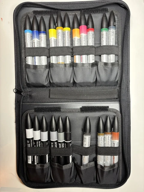 WINSOR & NEWTON Promarker pens and storage case £18.29 - PicClick UK