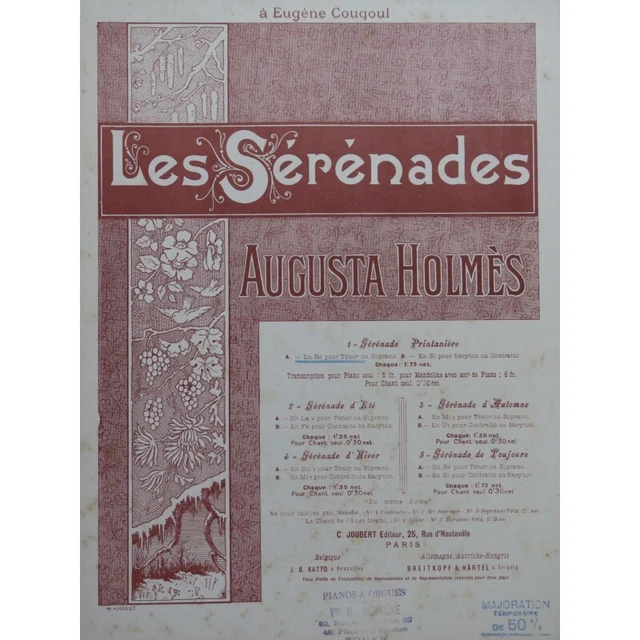 HOLMÈS Augusta Sérénade Printanière Chant Piano ca1900