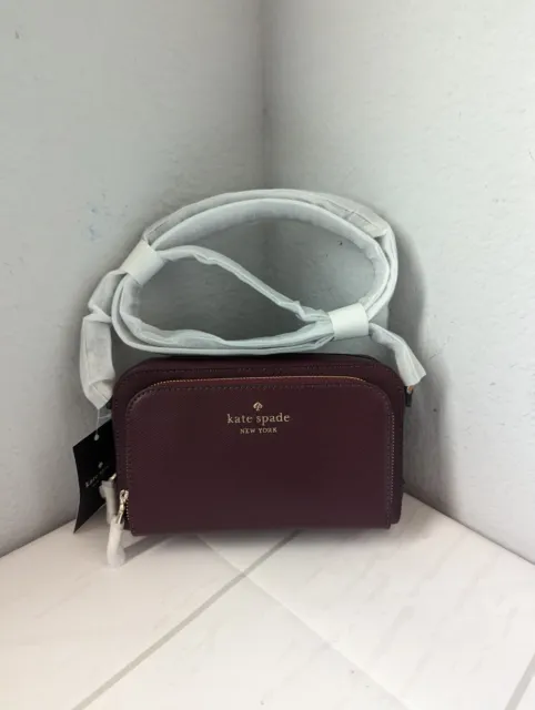 NWT Kate Spade Staci Dual Zip Around Crossbody Grenache