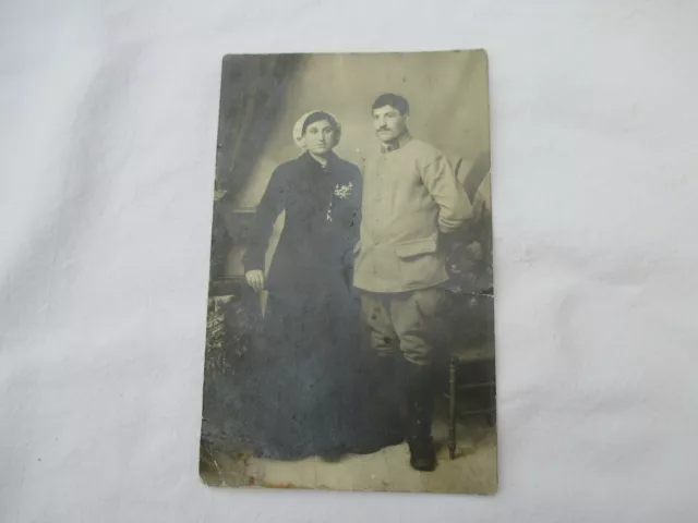 CPA  CARTE POSTALE PHOTO ANCIENNE soldat poilu 9e (drole de mariage)