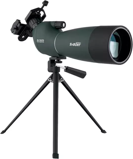 SVBONY SV28 Spotting Scope Telescope 25-75x70mm Zoom Spotting Scope with Bak4 Pr
