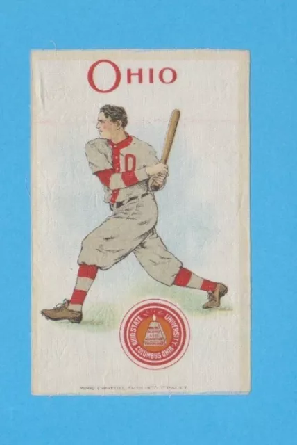 c1910s S22 Murad Cigarettes tobacco silk OHIO STATE UNIVERSITY Baseball Batter